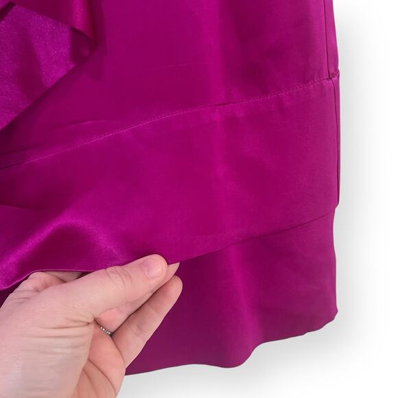 Diane Von Furstenberg Ruffled Caboney 100% Silk Top Blouse Size 6 Pink Fuchsia - Picture 7 of 8